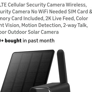 Black Outdoor Solar Security Camera with Antenna - Cellular Wireless